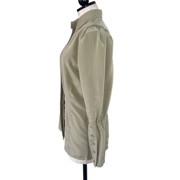 Dino Valiano Vintage Womens Blouse Size Small Beige Bishop Sleeve Casual - Picture 2 of 13